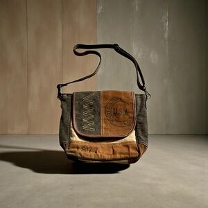 Myra Crossbody Bag Made From Recycled Tent Canvas Made in India Black,Brown,Tan